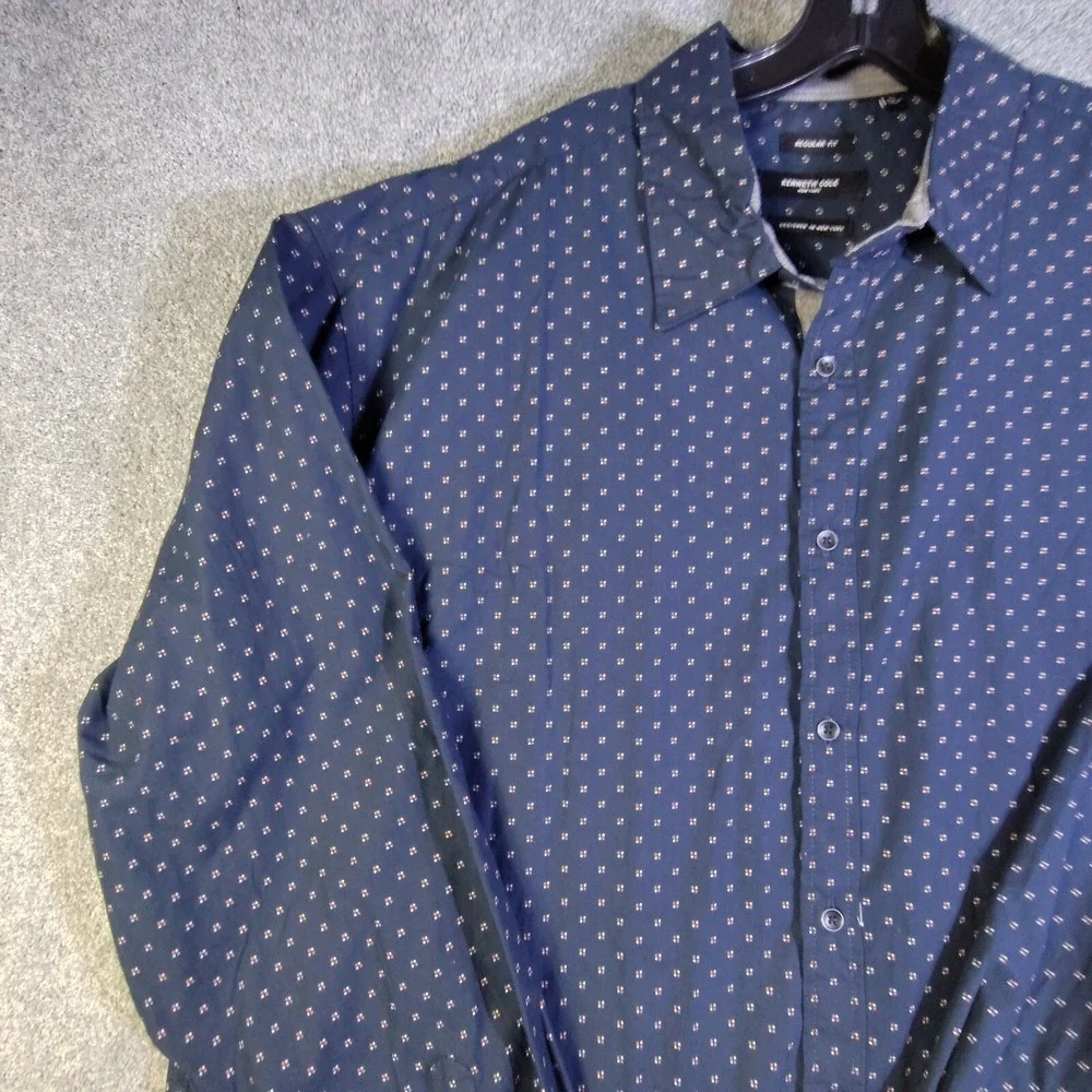 Kenneth Cole Mens Shirt Blue 3X Lightweight Button Up Long Sleeve Regular Fit